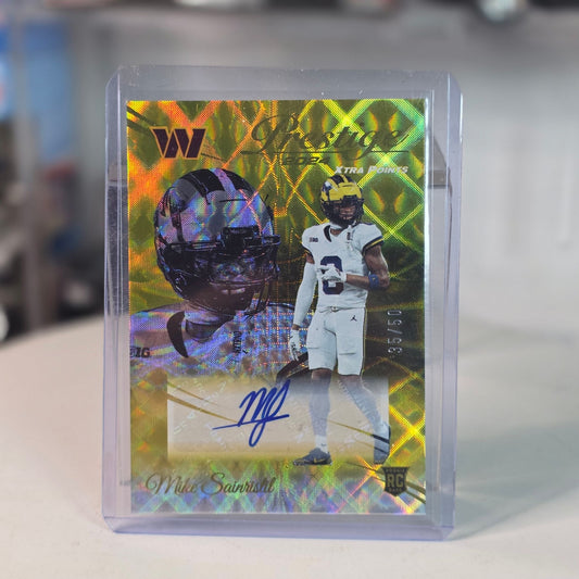 2024 Panini Prestige #337 Mike Sainristil RC rookie Xtra Points Gold Auto 35 /50