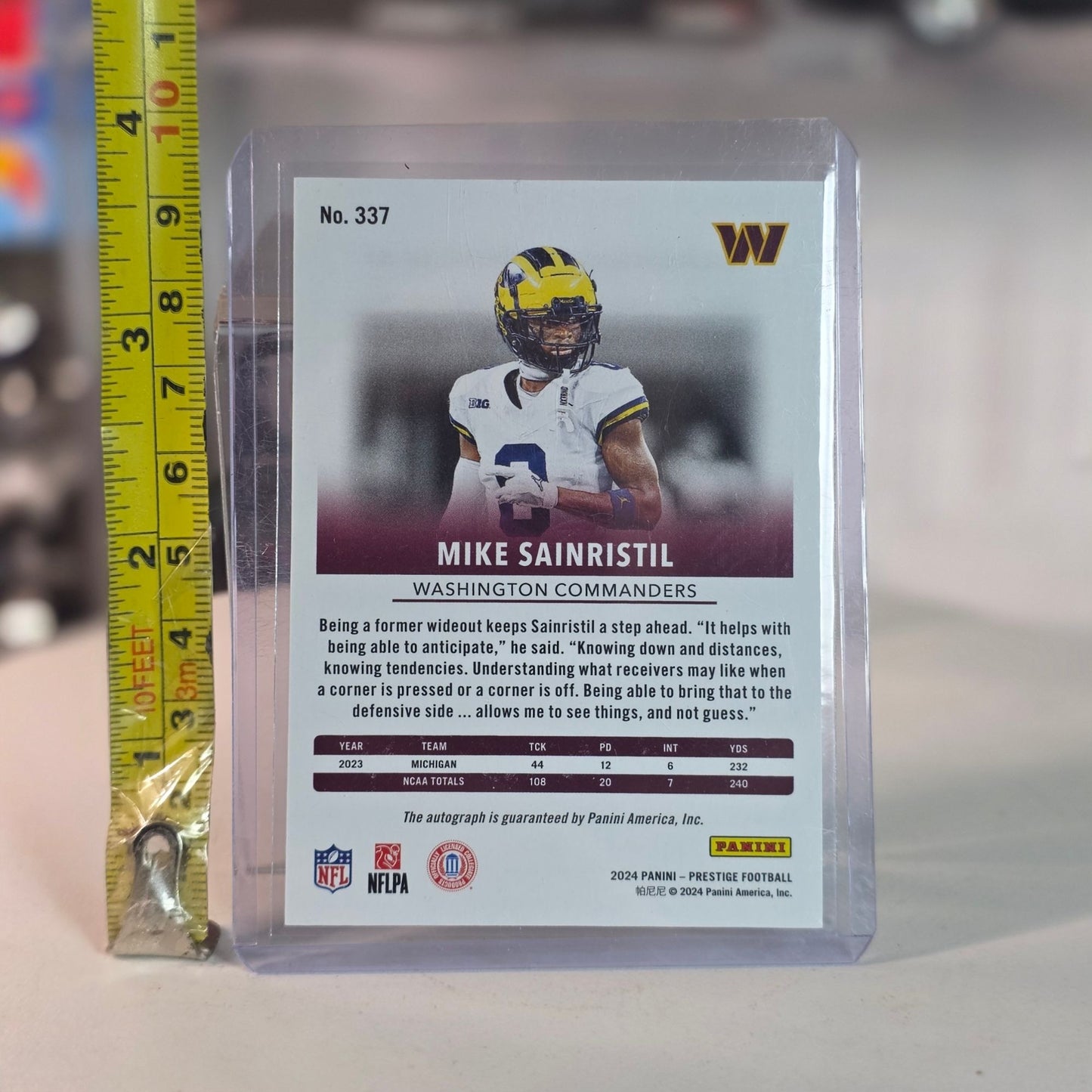 2024 Panini Prestige #337 Mike Sainristil RC rookie Xtra Points Gold Auto 35 /50