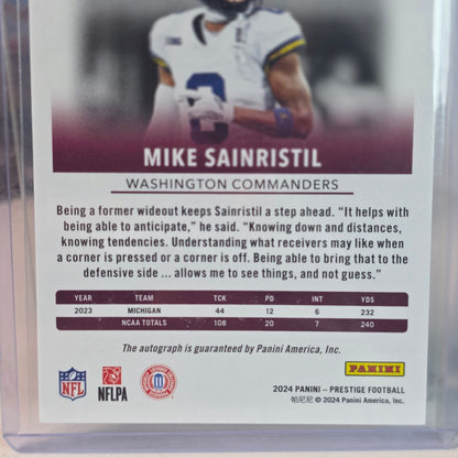 2024 Panini Prestige #337 Mike Sainristil RC rookie Xtra Points Gold Auto 35 /50