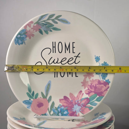 Home Sweet Home Floral Ceramic Plate Set Microwave Dishwasher Safe
