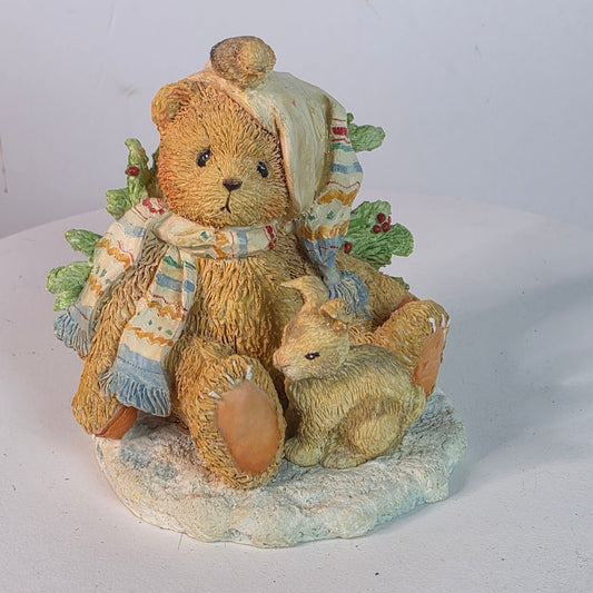 Cherished Teddies Figurine "Charlie" With Bunny & Holiday Decor