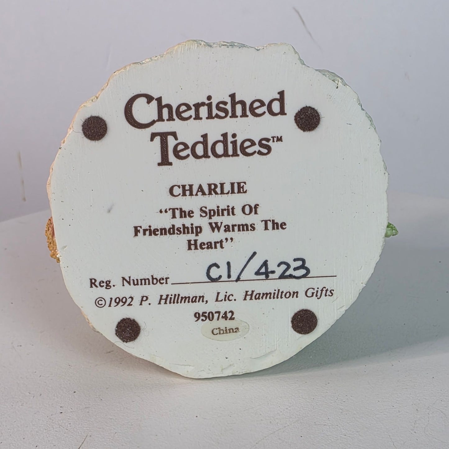 Cherished Teddies Figurine "Charlie" With Bunny & Holiday Decor