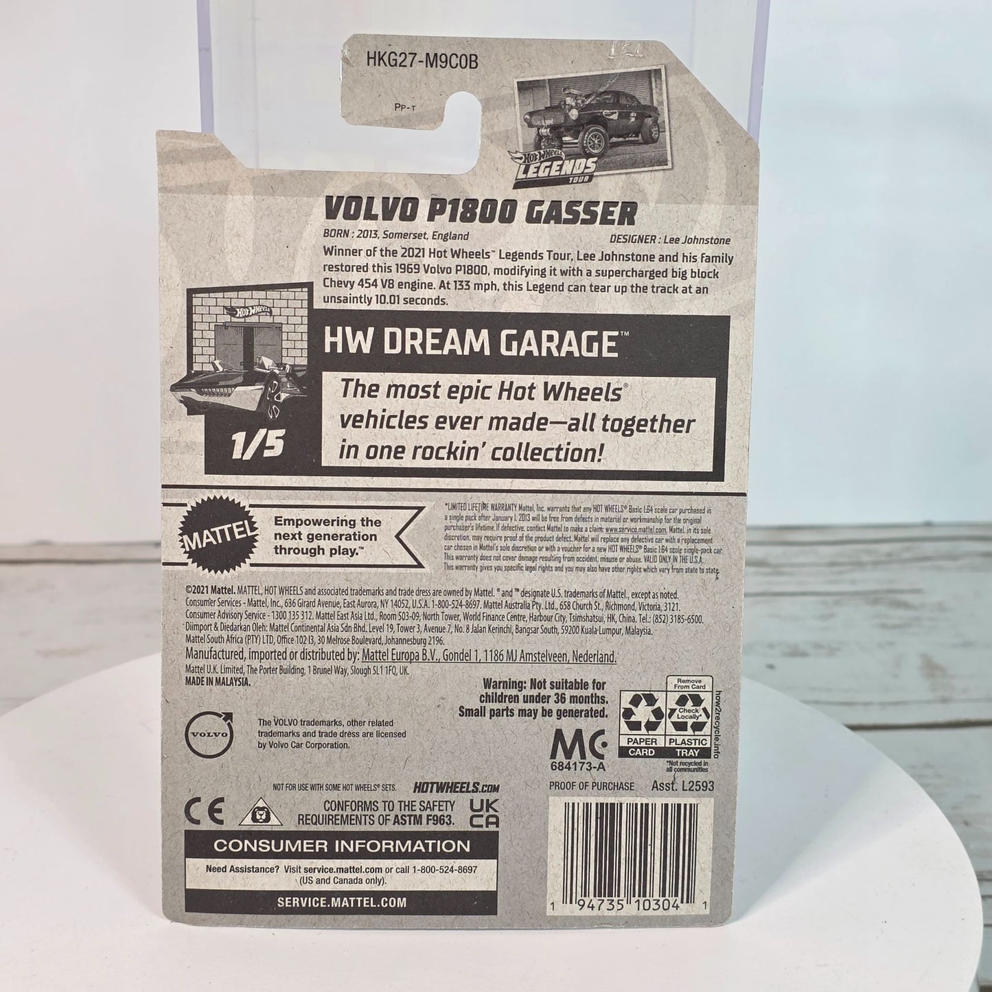 Hot Wheels Volvo P1800 Gasser 2023 HW Dream Garage Toy Car 1/250 Green Legends Tour Winner