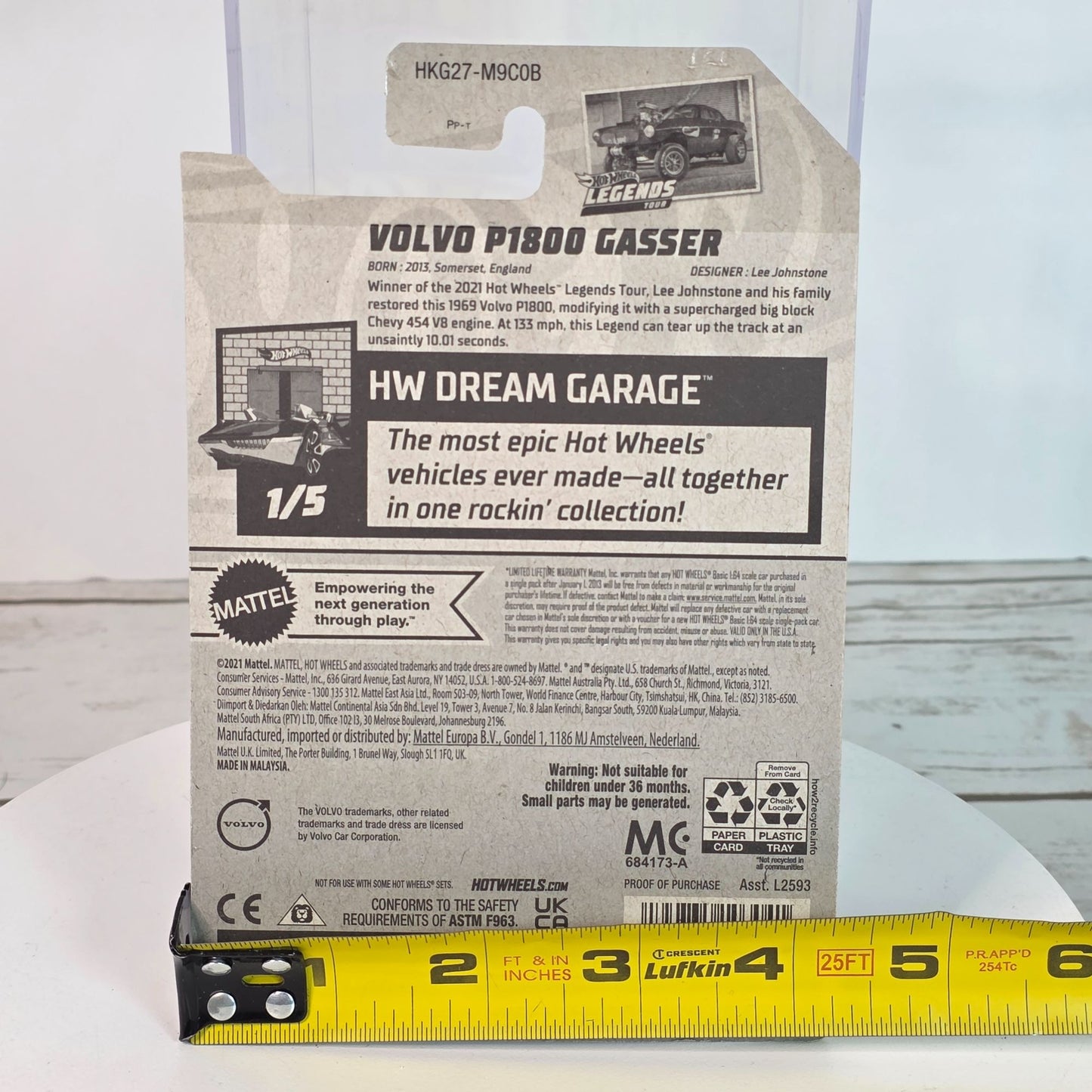 Hot Wheels Volvo P1800 Gasser 2023 HW Dream Garage Toy Car 1/250 Green Legends Tour Winner