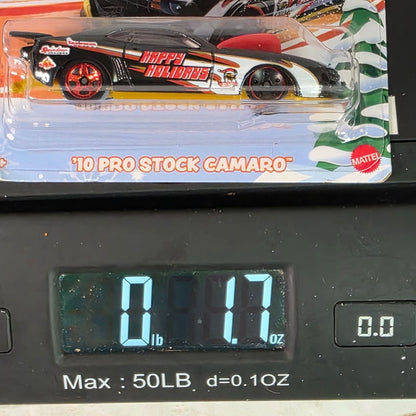 Hot Wheels 10 Pro Stock Camaro Die-Cast Car Christmas Edition 3/5 Sealed Card W3099