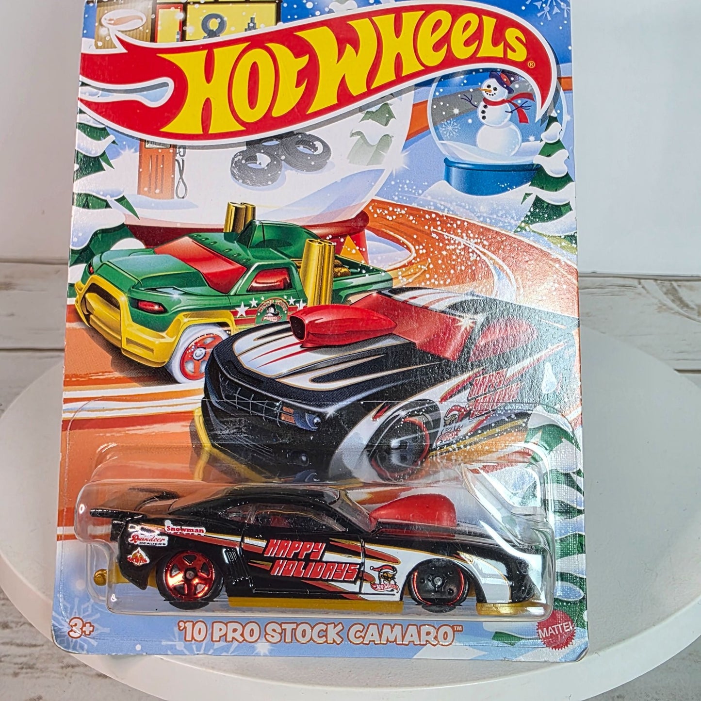 Hot Wheels 10 Pro Stock Camaro Die-Cast Car Christmas Edition 3/5 Sealed Card W3099