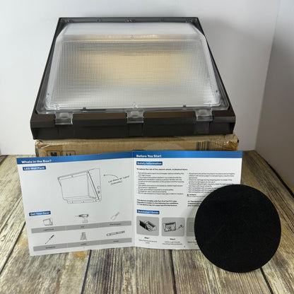 Outdoor LED Wall Pack Light Sunco 7600 Lumens 60W Aluminum Polycarbonate Dimmable 0-10V 17-Year Lifespan IP65 Brown