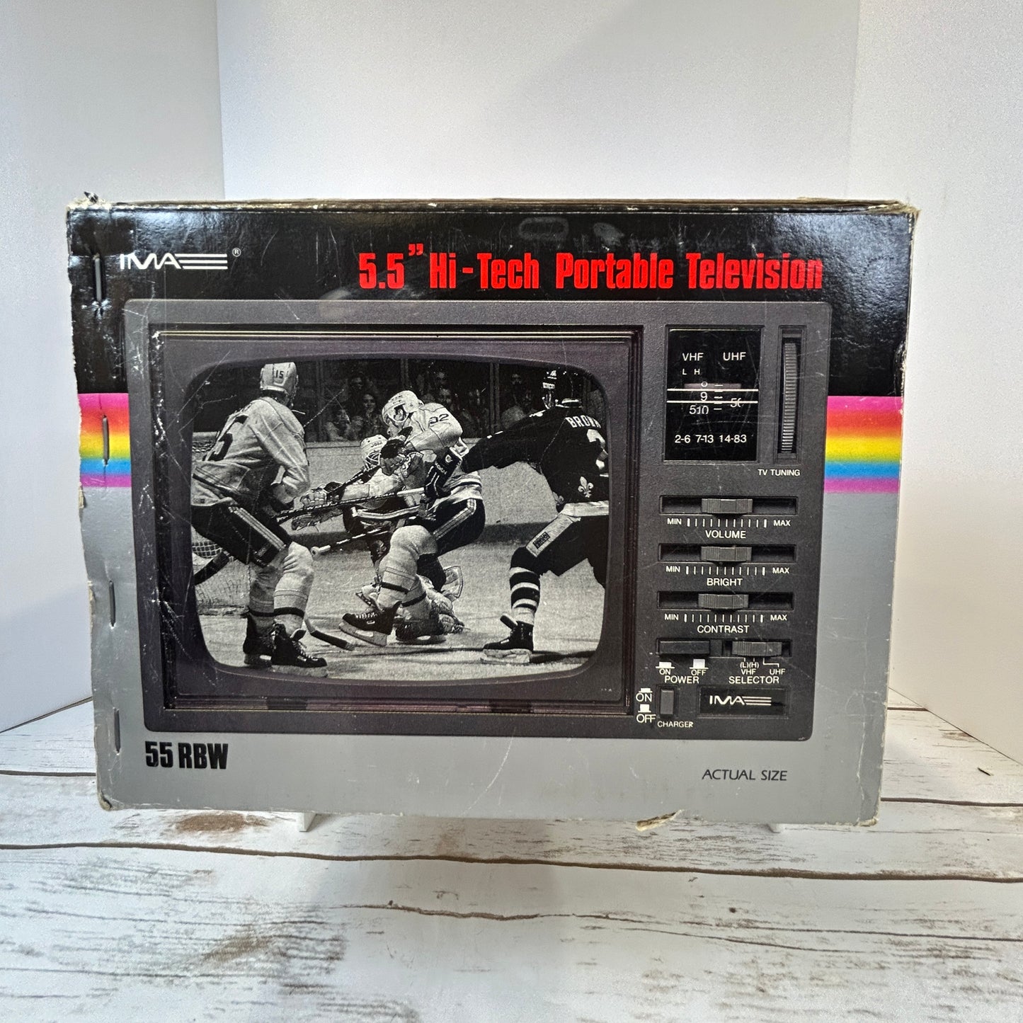 Vintage 1989 IMA 5.5” Hi-Tech Portable Television Black & White TV 55RWB