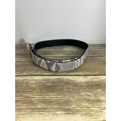 Calvin Klein Womens Snake Print Belt With Gold Buckle Synthetic Leather Size S Black/Gray
