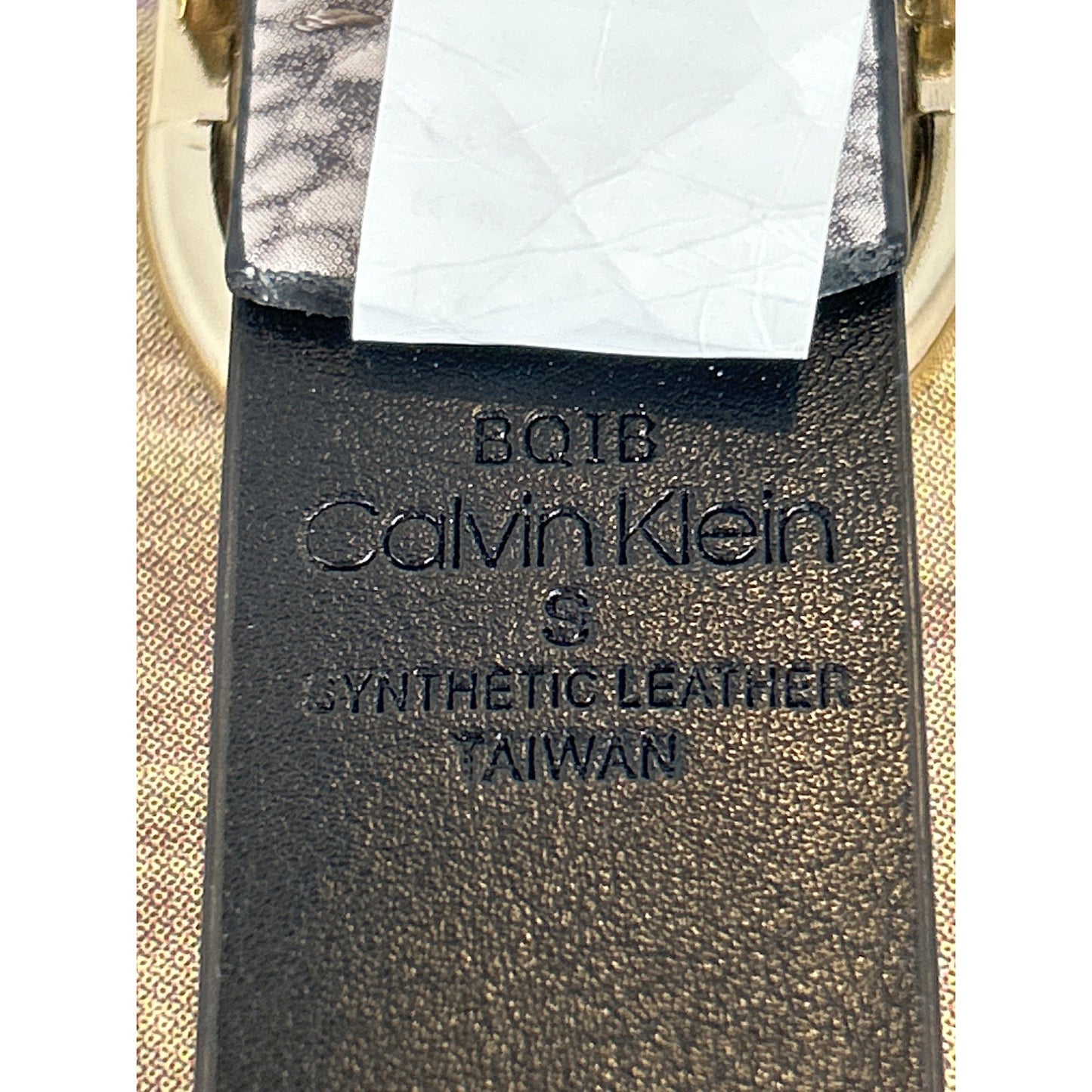 Calvin Klein Womens Snake Print Belt With Gold Buckle Synthetic Leather Size S Black/Gray