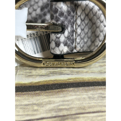Calvin Klein Womens Snake Print Belt With Gold Buckle Synthetic Leather Size S Black/Gray