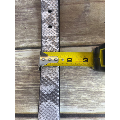 Calvin Klein Womens Snake Print Belt With Gold Buckle Synthetic Leather Size S Black/Gray