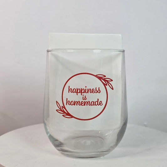 Chic "Happiness is Homemade" Stemless Wine Glasses Set of 4 NWT