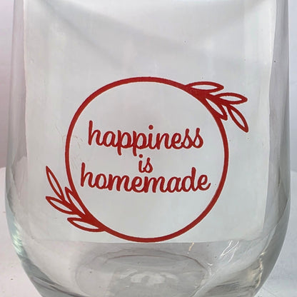 Chic "Happiness is Homemade" Stemless Wine Glasses Set of 4 NWT