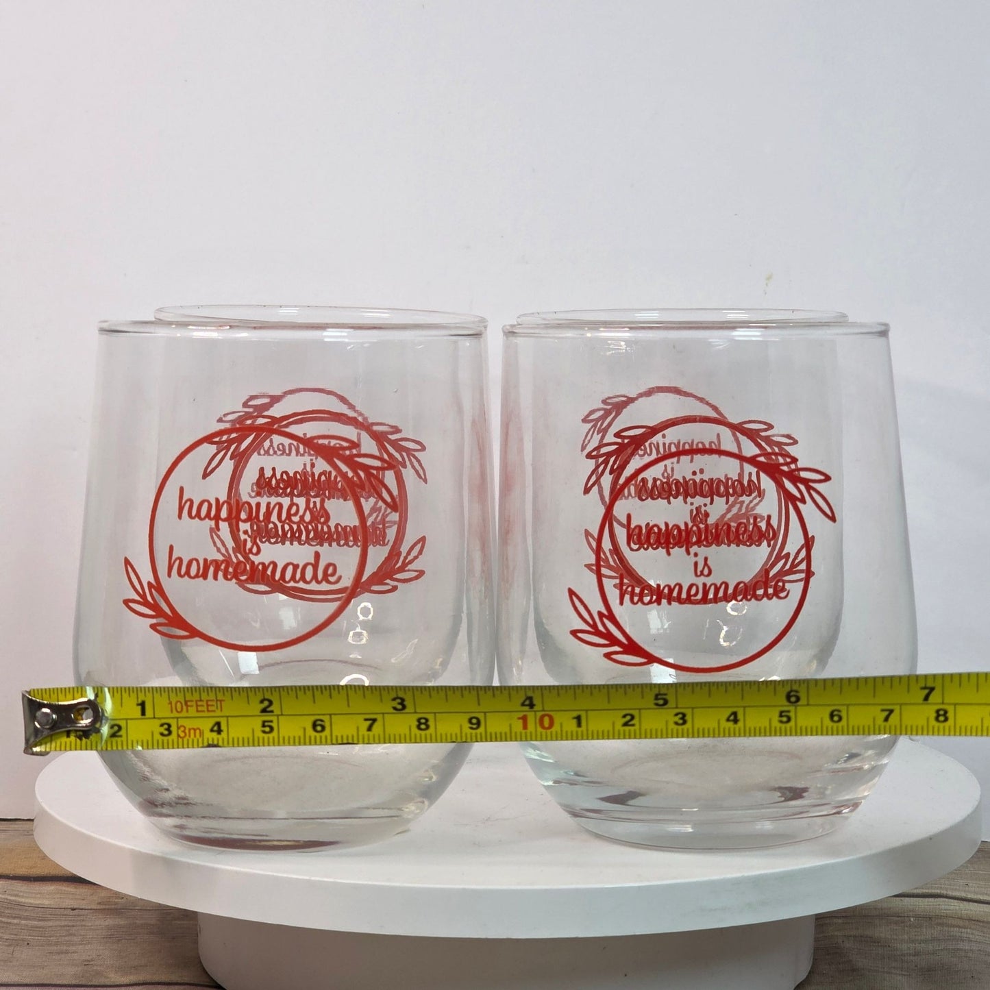 Chic "Happiness is Homemade" Stemless Wine Glasses Set of 4 NWT