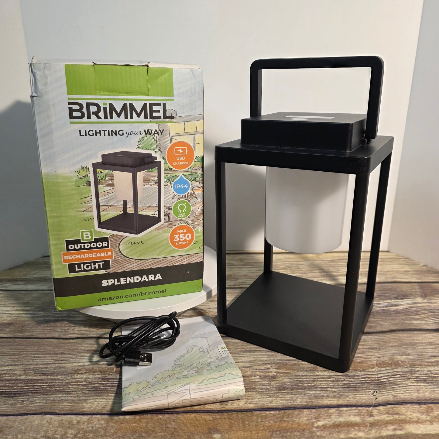 NIOB New BRIMMEL Splendara Outdoor Rechargeable Light 350 Lumens 3 Settings