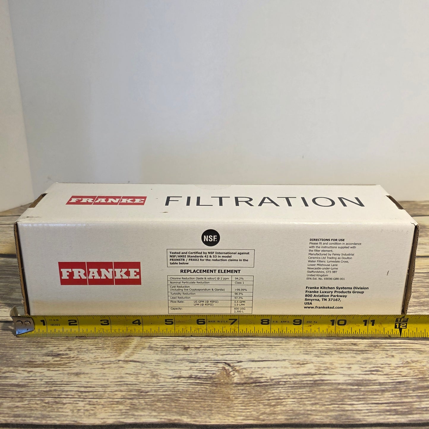 NIB New FRANKE Replacement Water Filter Cartridge FRX02 133.00081.412 Filtration