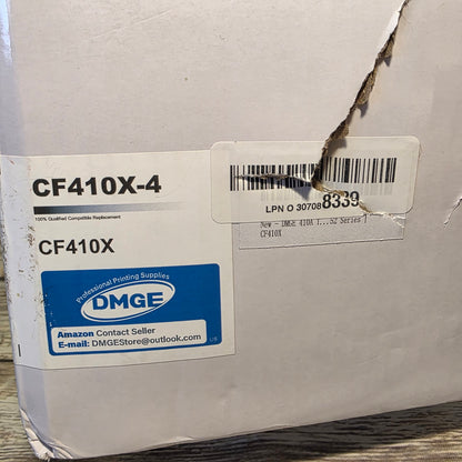 NIOB New DMGE CF410X-4 Replacement Toner Cartridges 100% Qualified Compatible Replacement Black Cyan Yellow Magenta