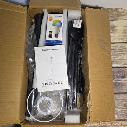 Frideko Black Floor Lamps for Bedroom, Dimmable Colors Temperature & Brightness