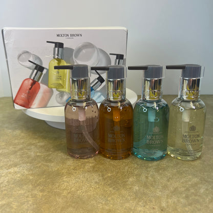 NIB New Molton Brown 4 x 3.3 oz. Floral & Marine Hand Gift Set Fine Liquid Hand Wash