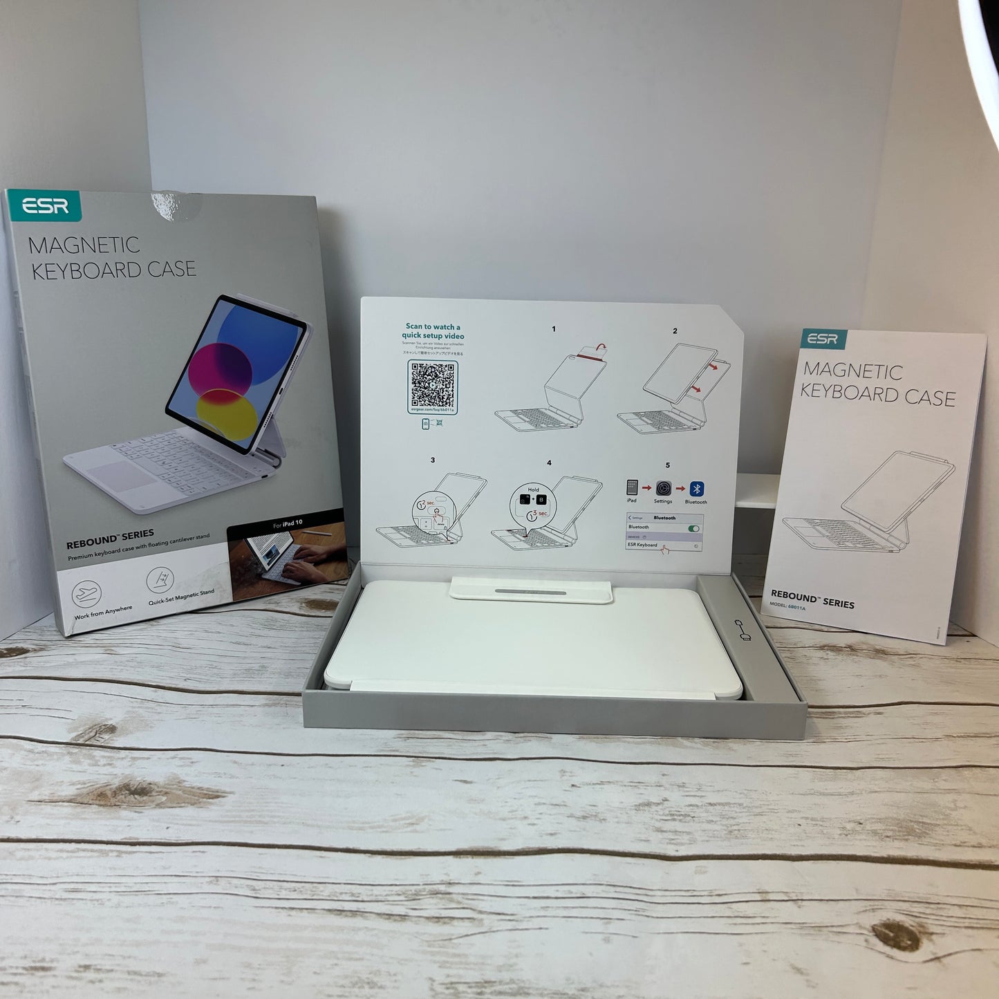 New ESR iPad Pro 11 Inch Case with Keyboard (M4, 2024), iPad Pro 11(5th Gen) Keyboard Case with Easy-Set Magnetic Stand, Portrait/Landscape Modes, Removable Protective Case, Rebound 360 Series, White