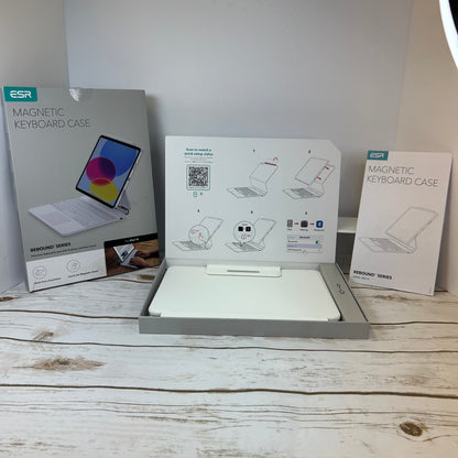 New ESR iPad Pro 11 Inch Case with Keyboard (M4, 2024), iPad Pro 11(5th Gen) Keyboard Case with Easy-Set Magnetic Stand, Portrait/Landscape Modes, Removable Protective Case, Rebound 360 Series, White