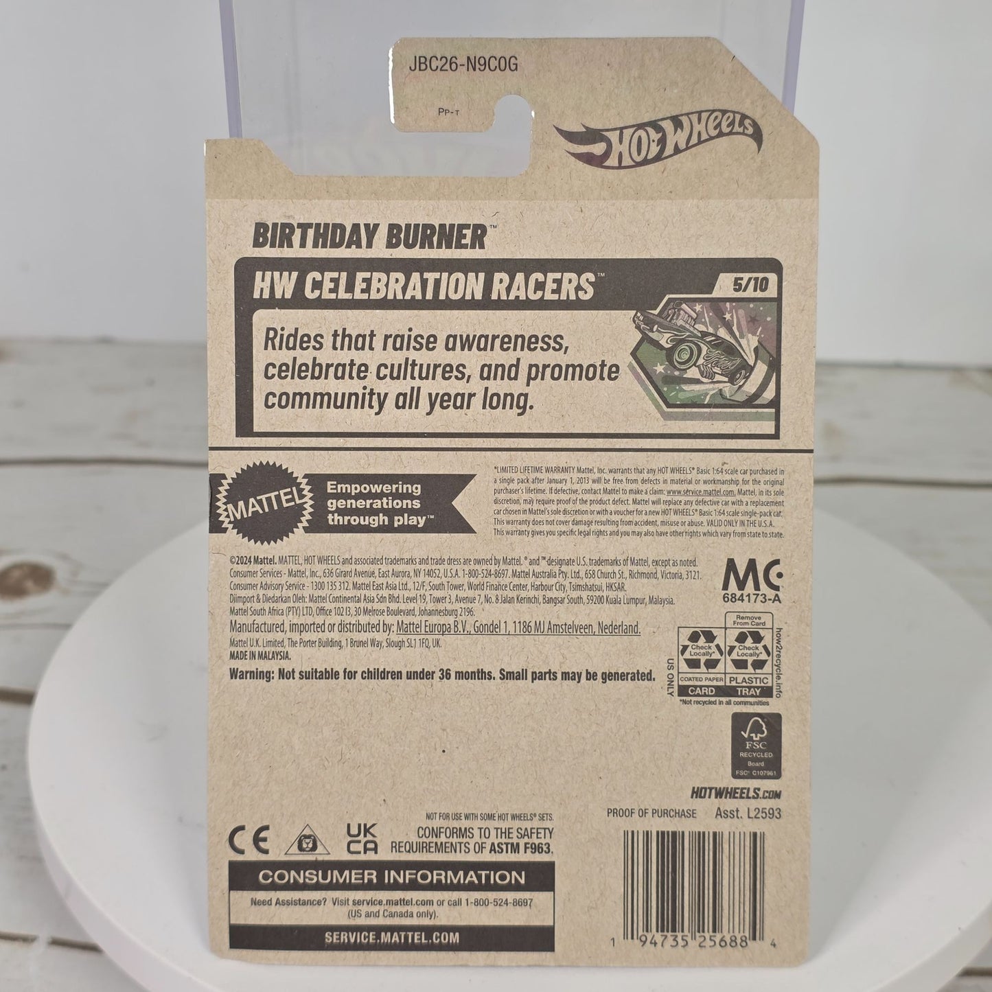 Hot Wheels 2025 G Case Treasure Hunt Birthday Burner Happy Birthday Racer Toy Car Collectible Limited Edition