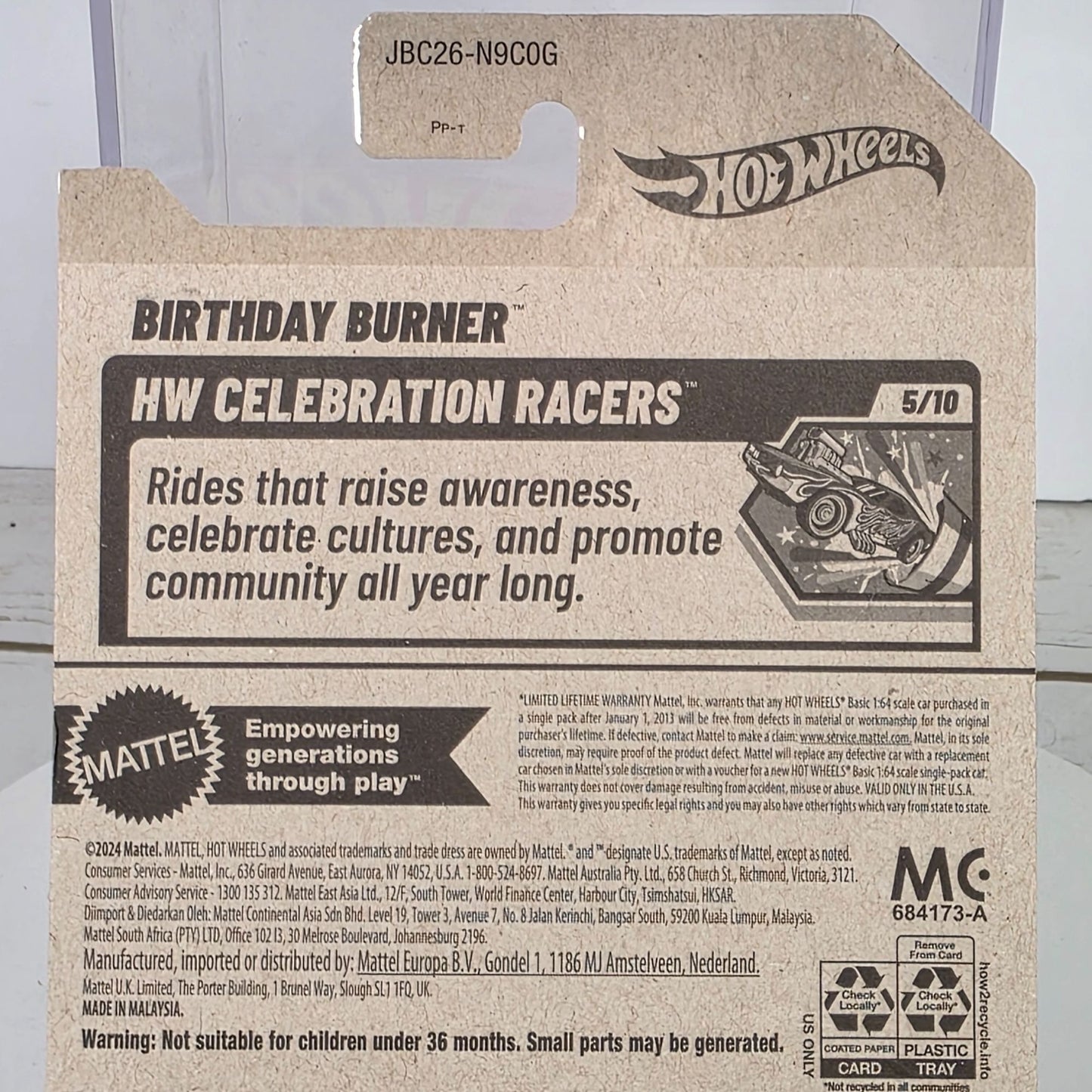 Hot Wheels 2025 G Case Treasure Hunt Birthday Burner Happy Birthday Racer Toy Car Collectible Limited Edition