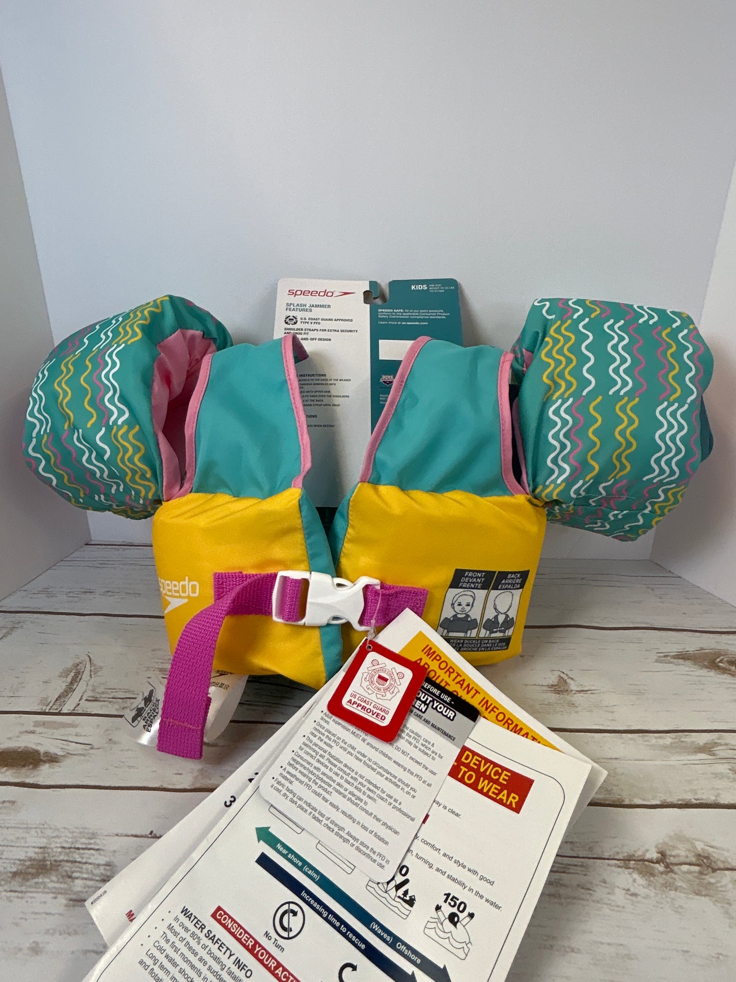 NWT New Kids Speedo Splash Jammer Good Vibes 33-55lbs PFD