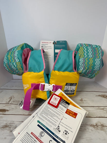 NWT New Kids Speedo Splash Jammer Good Vibes 33-55lbs PFD