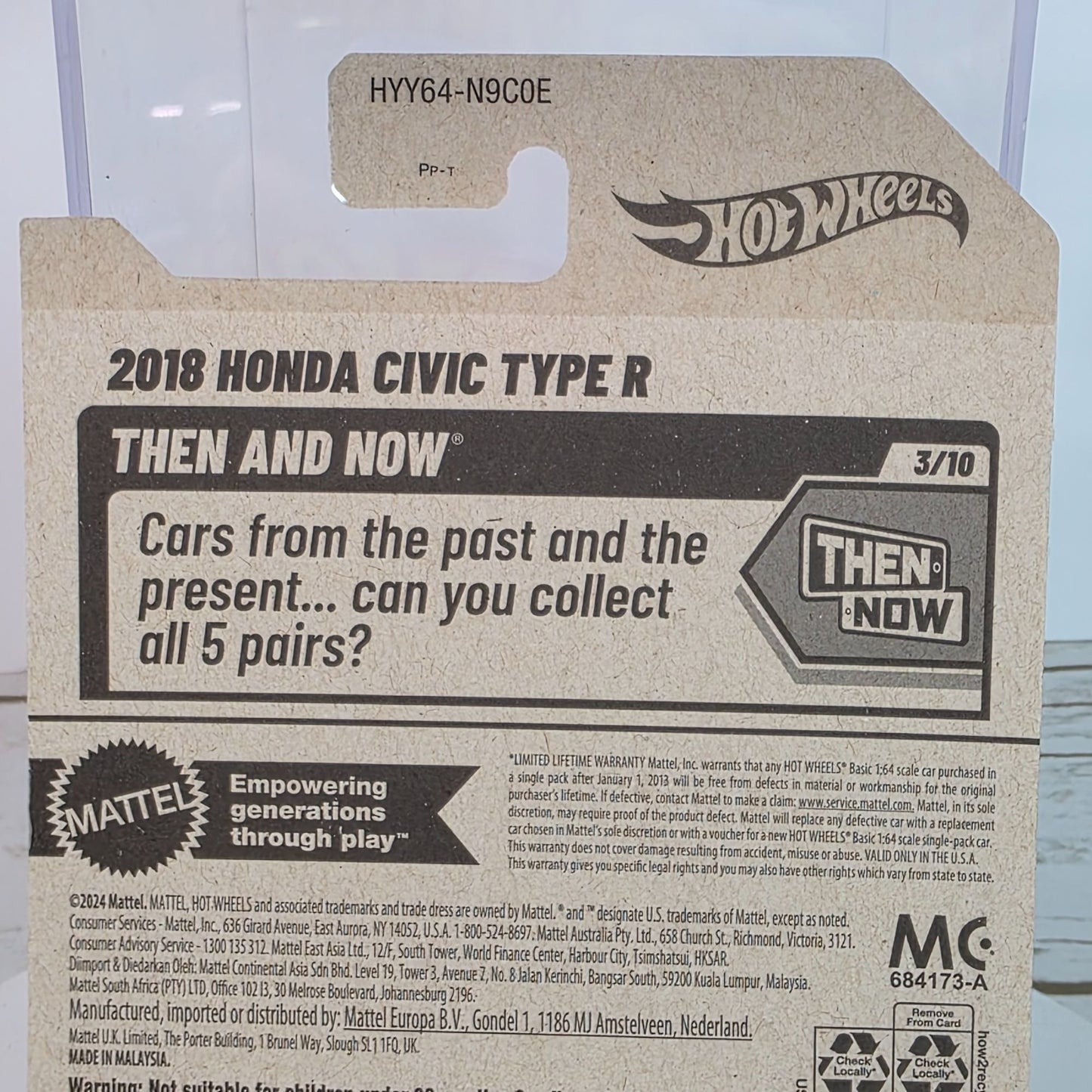 Hot Wheels 2018 Honda Civic Type R Diecast Model Car 1:64 Scale Collectible