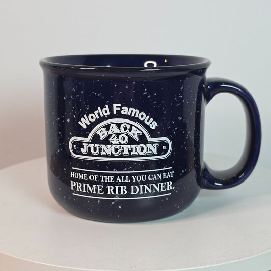 Vintage World Famous Back 40 Junction Blue Ceramic Mug