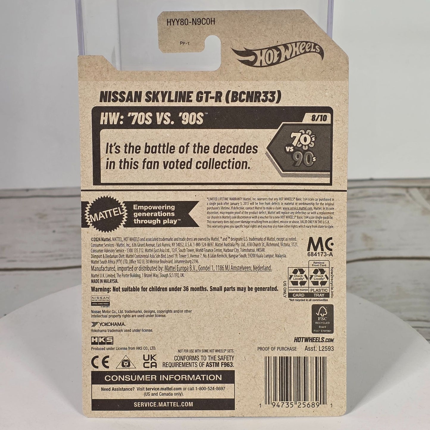 2025 Hot Wheels Nissan Skyline GT-R (BCNR33) Die-Cast 1:64 Scale Car With Vibrant Graphics