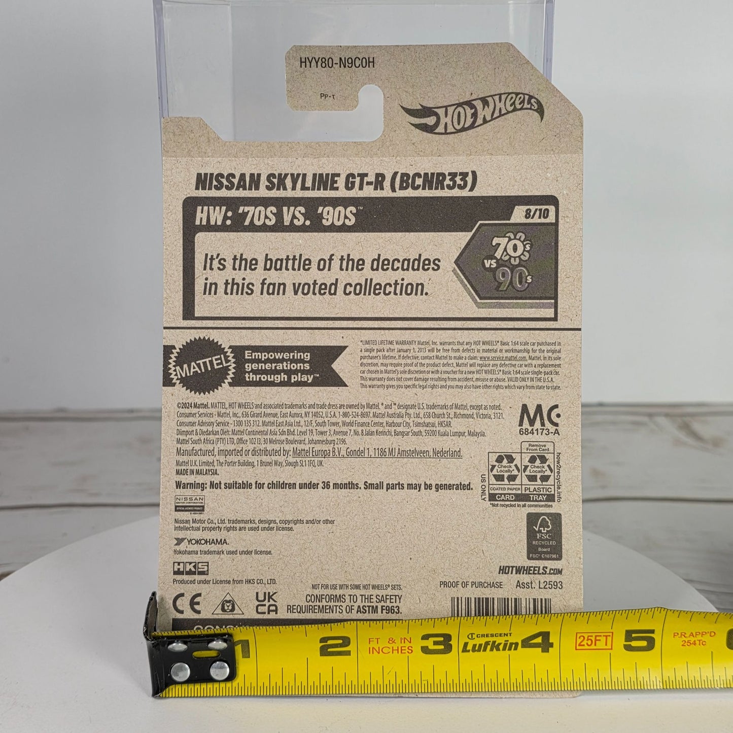 2025 Hot Wheels Nissan Skyline GT-R (BCNR33) Die-Cast 1:64 Scale Car With Vibrant Graphics