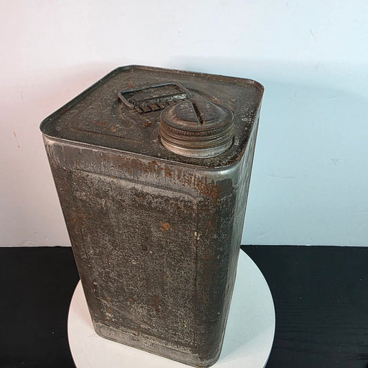 Vintage Rusty Metal Oil Can 1 Gallon Gas Tin Patina Garage Decor