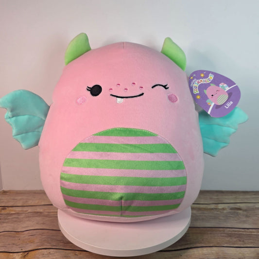 Squishmallows 12-Inch Lilia The Dragon Plush Toy Original Jazwares Soft Cuddly Collectible Pink & Green