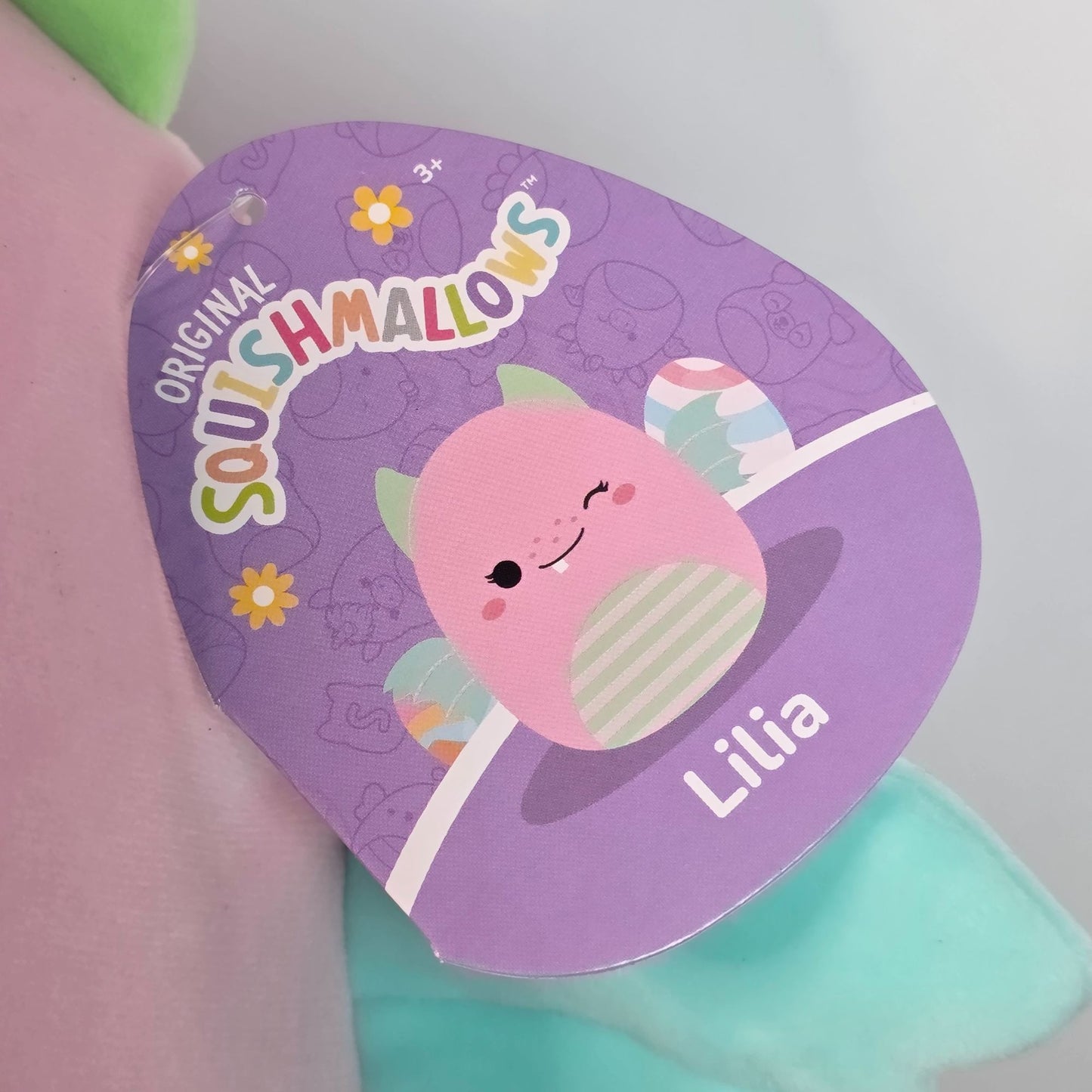 Squishmallows 12-Inch Lilia The Dragon Plush Toy Original Jazwares Soft Cuddly Collectible Pink & Green