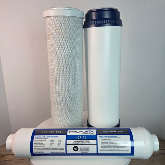 Hydronix ICF-10 Inline Coconut Filter NSF 2000 Gal 2 X 10 1/4 FNPT Chlorine Odor Reduction