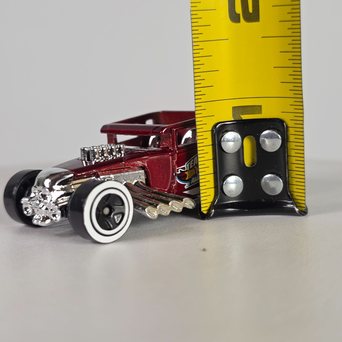 2005 Hot Wheels Bone Shaker Red Die-Cast Car With Skull Grill & Chrome Details