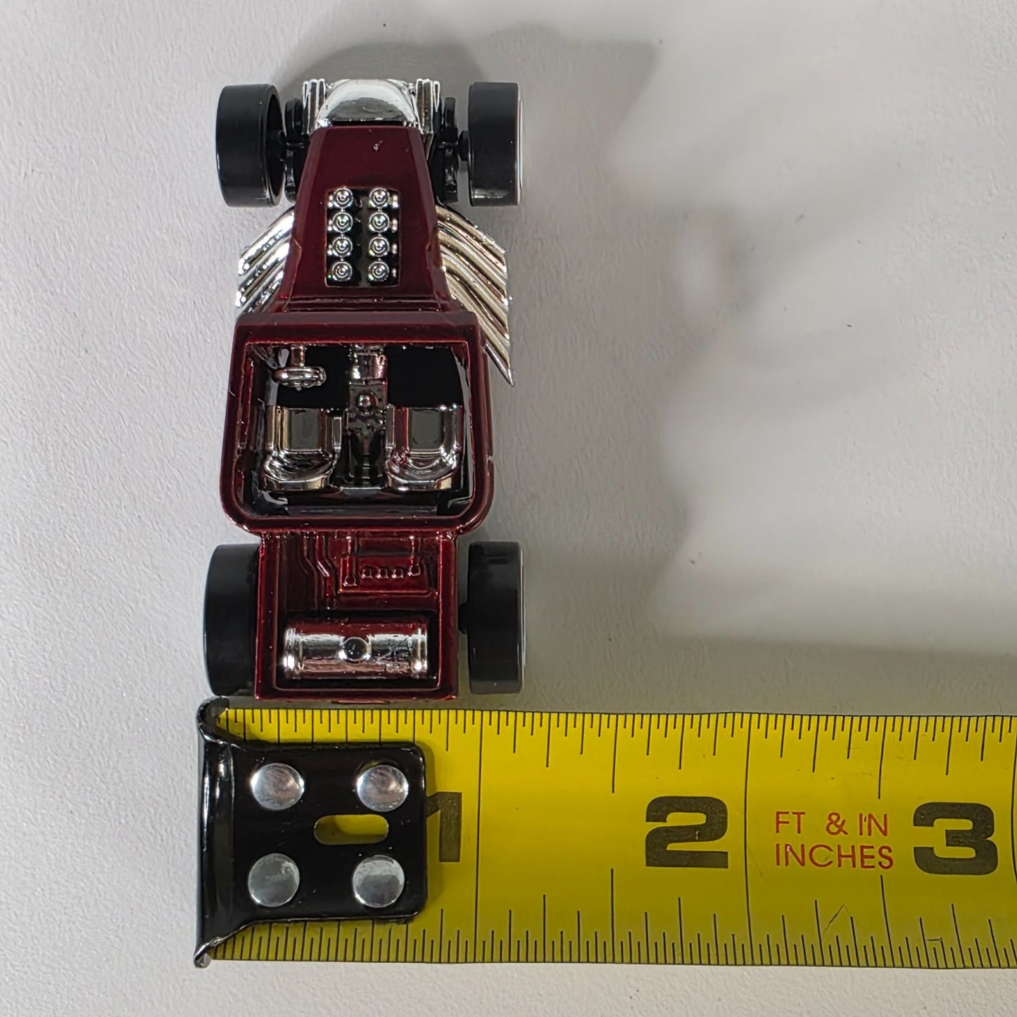 2005 Hot Wheels Bone Shaker Red Die-Cast Car With Skull Grill & Chrome Details