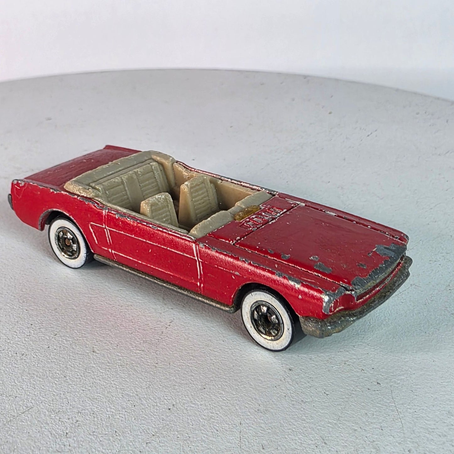 Vintage Hot Wheels '65 Mustang Convertible Red Tan Interior Hong Kong Base Loose