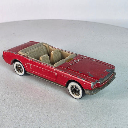 Vintage Hot Wheels '65 Mustang Convertible Red Tan Interior Hong Kong Base Loose
