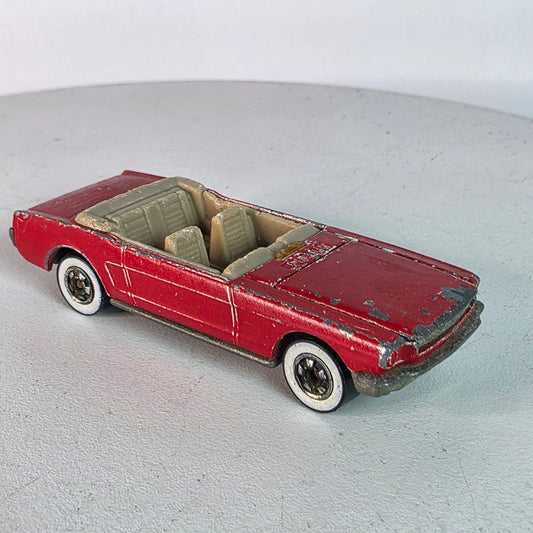 Vintage Hot Wheels '65 Mustang Convertible Red Tan Interior Hong Kong Base Loose