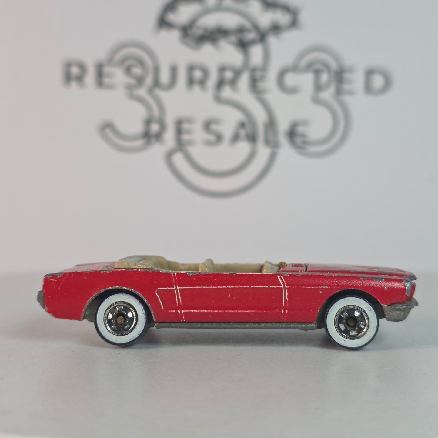 Vintage Hot Wheels '65 Mustang Convertible Red Tan Interior Hong Kong Base Loose