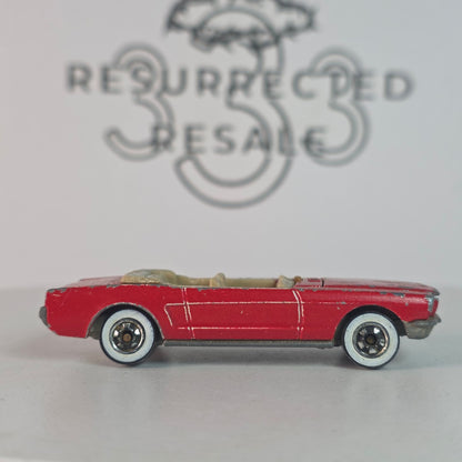 Vintage Hot Wheels '65 Mustang Convertible Red Tan Interior Hong Kong Base Loose