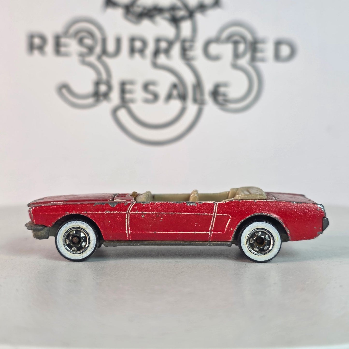 Vintage Hot Wheels '65 Mustang Convertible Red Tan Interior Hong Kong Base Loose