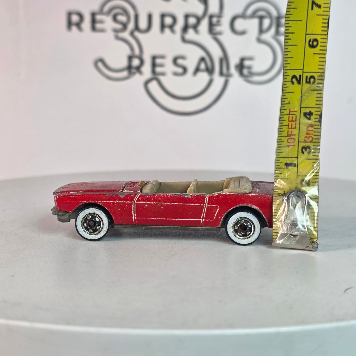 Vintage Hot Wheels '65 Mustang Convertible Red Tan Interior Hong Kong Base Loose