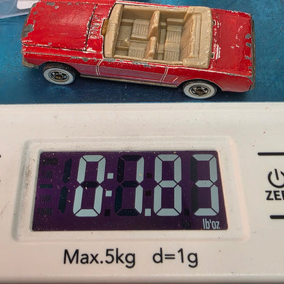 Vintage Hot Wheels '65 Mustang Convertible Red Tan Interior Hong Kong Base Loose