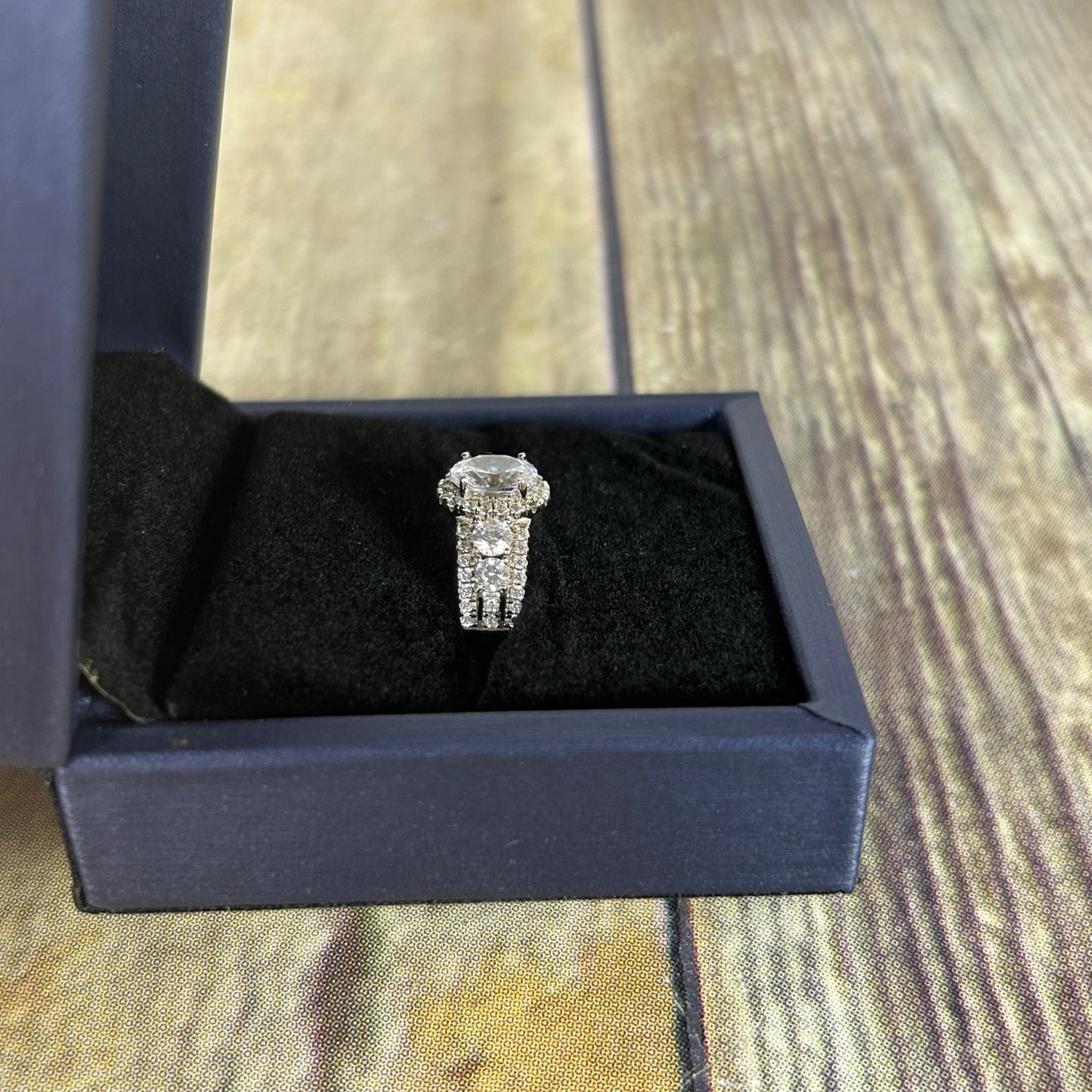 Italo Halo Half Eternity Multi Row Oval Cut Bridal Wedding Ring