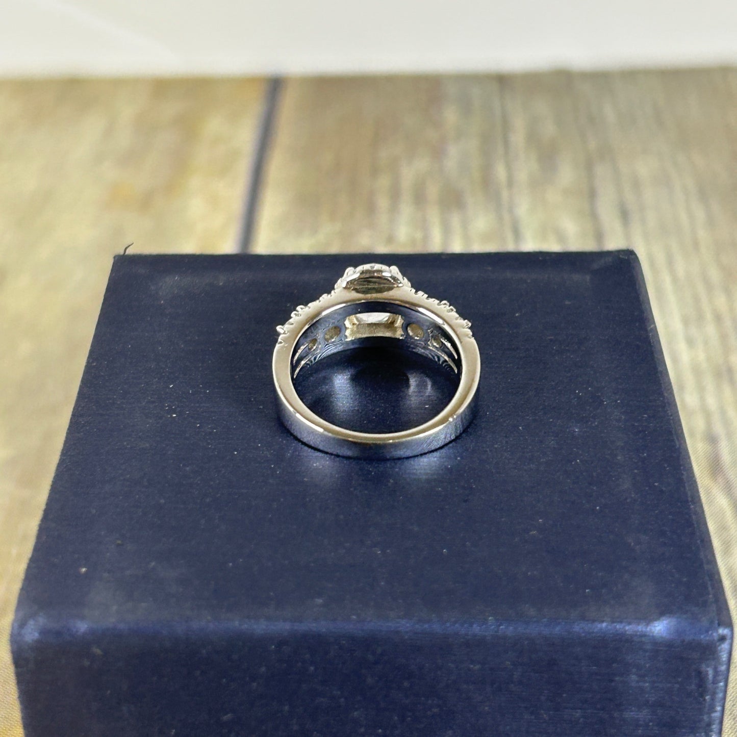 Italo Halo Half Eternity Multi Row Oval Cut Bridal Wedding Ring